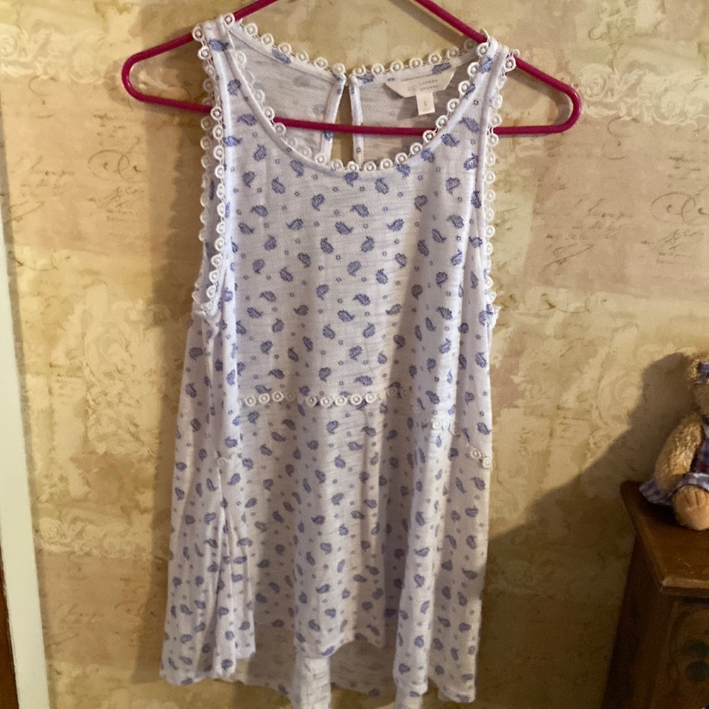 Lauren Conrad White & Blue Tank Top